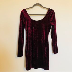Tight fitting red velvet mini dress